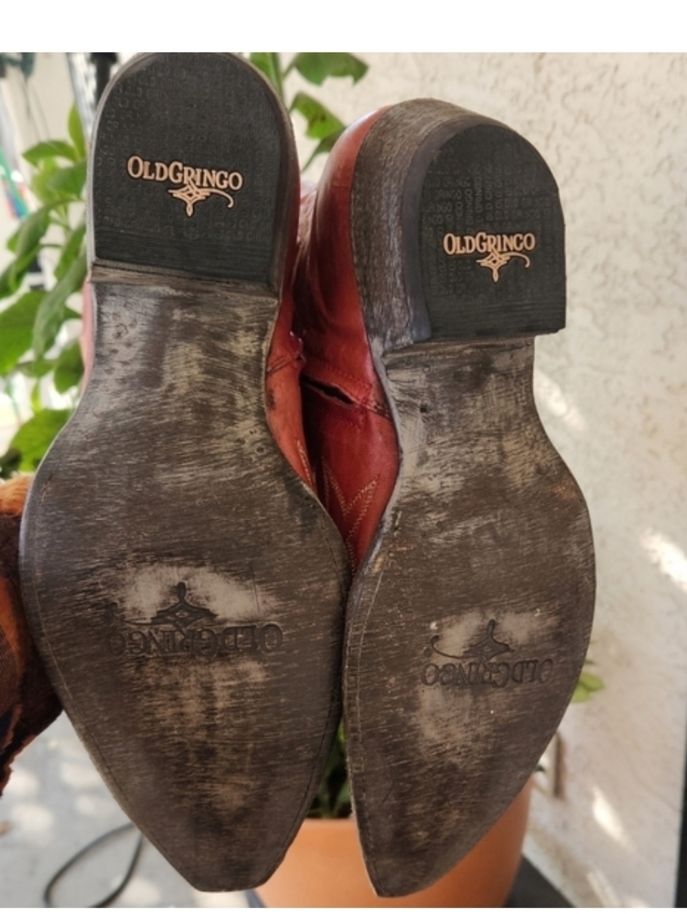 Old Gringo Tan Leather Cowboy Boots with Cream Stitching - Picture 3 of 10